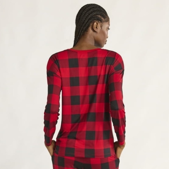 Joyspun NWT Red and Black Plaid Pajama Long Sleeve Top - Picture 2 of 3